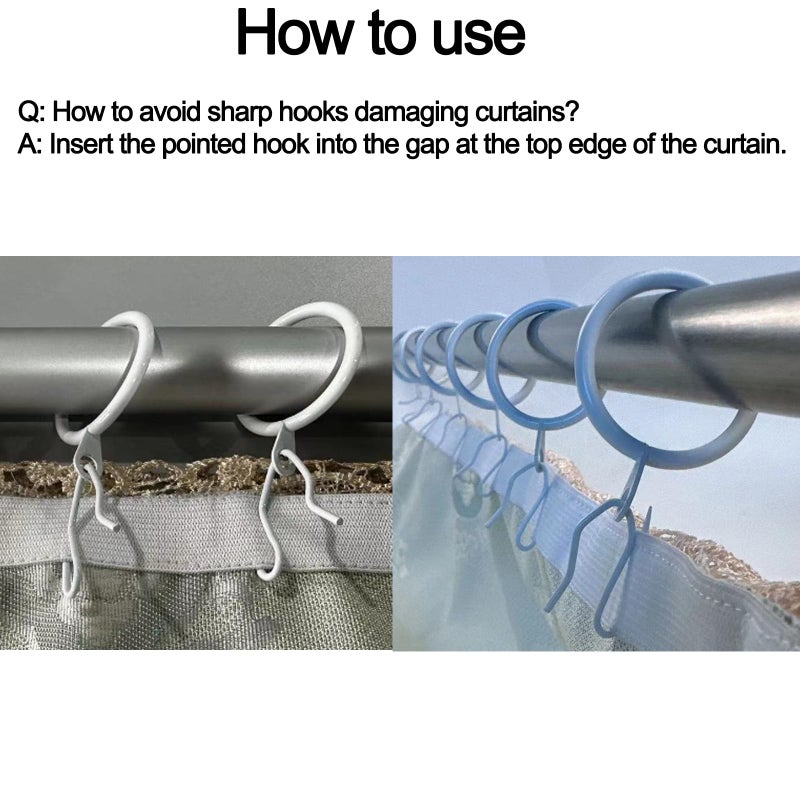 Wision 40 Pcs Metal Curtain Drapery Rings Curtain Rod Rings and 40 Pcs Metal Curtain Drapery Hooks Drapery Pins  30 mm Internal Diameter Decorative Curtain Hanging Rings for Window Door Curtain (Black) - Image 3